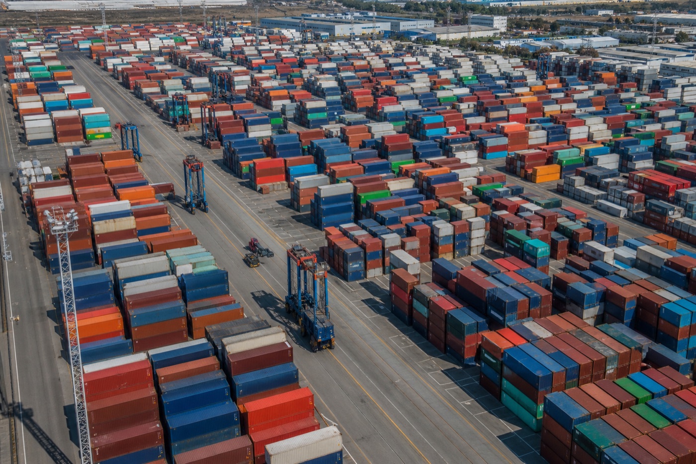 Container Depot — aerial view of stacked shipping containers